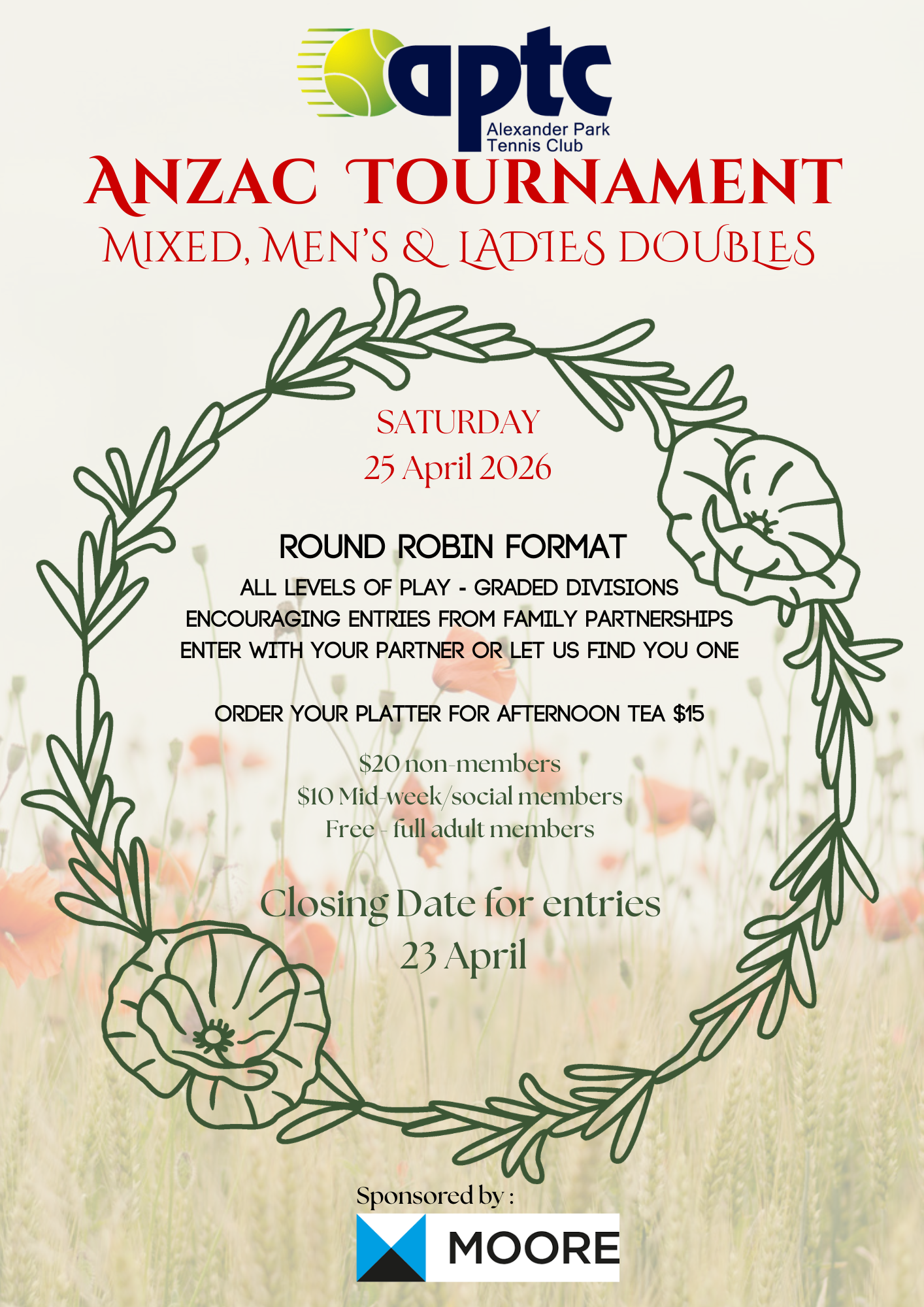 Anzac Day Doubles Tournament 2026