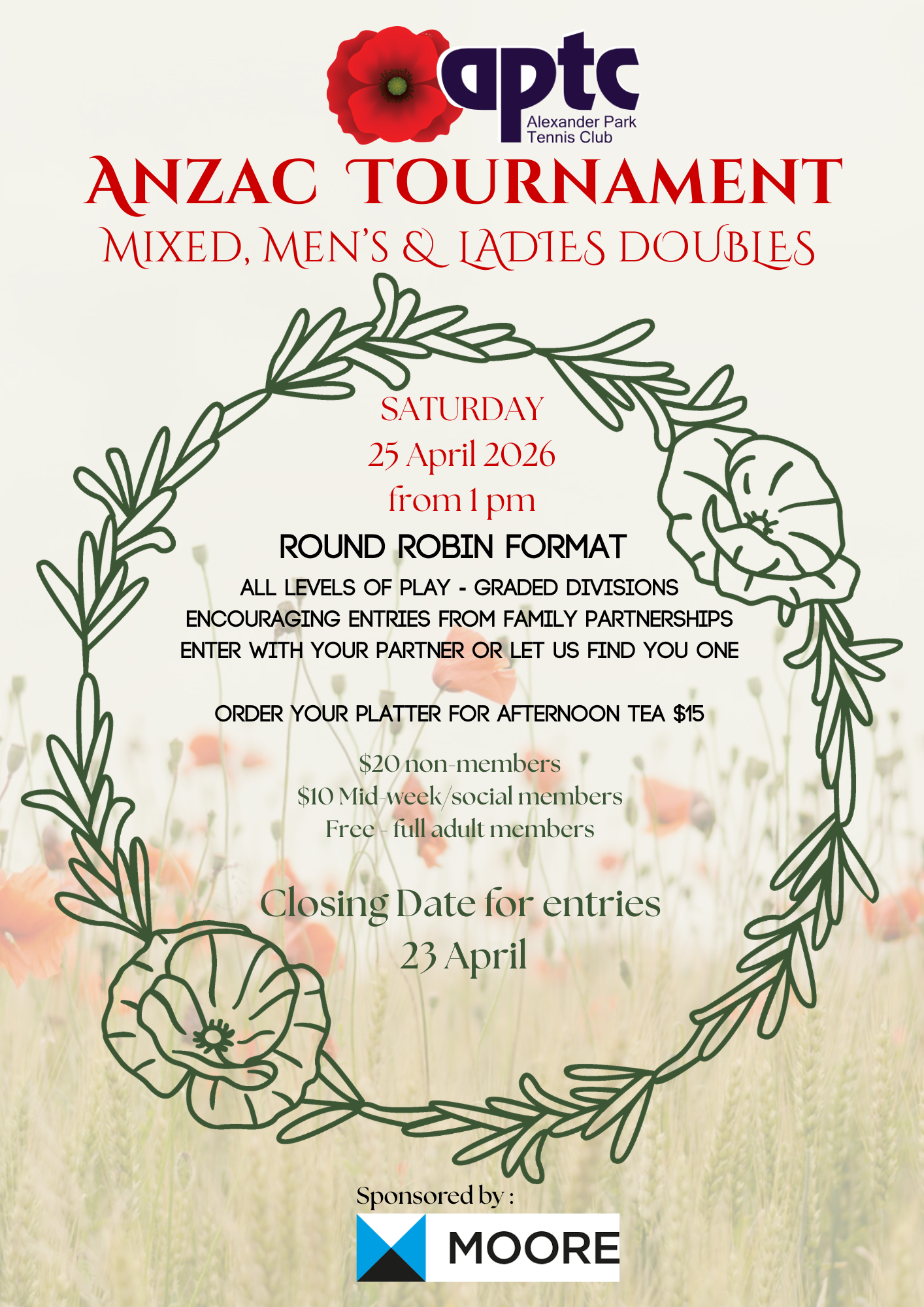 Anzac Day Doubles Tournament 2026